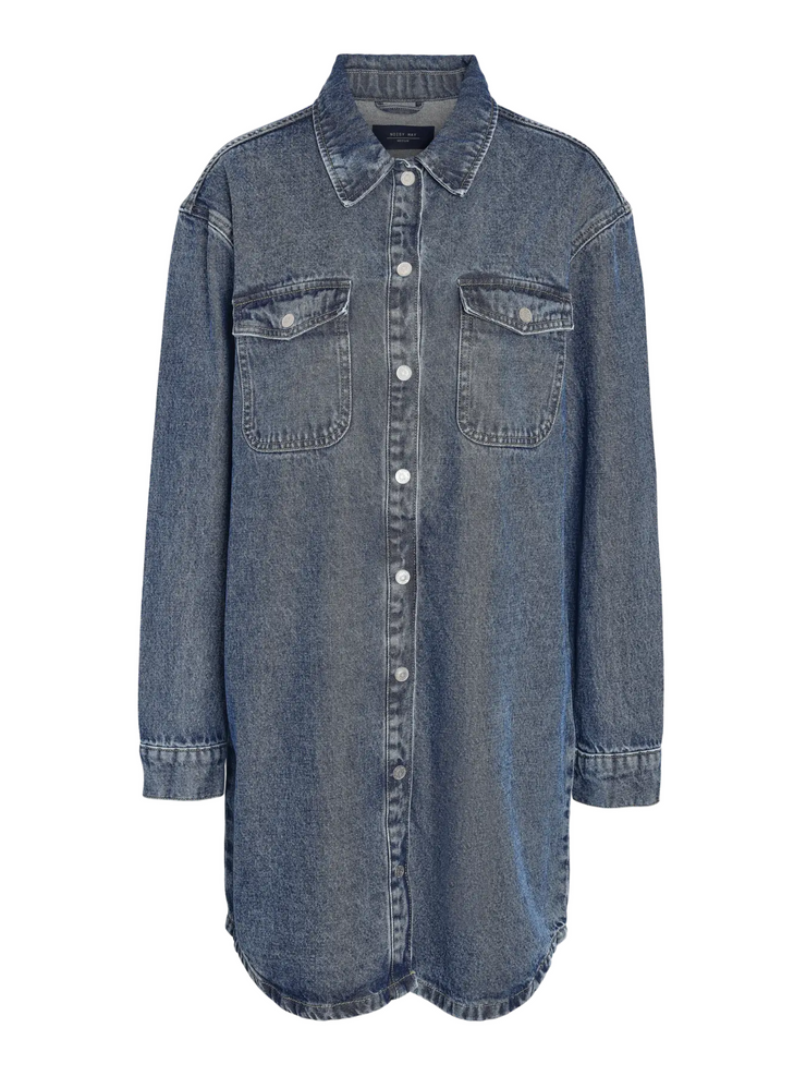 NOISY MAY Alva Button-Front Denim Mini Dress