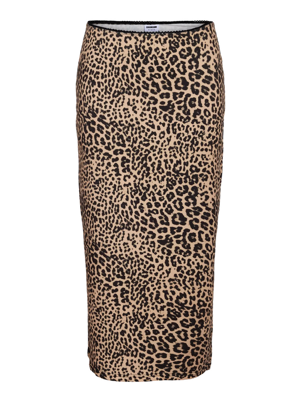 NOISY MAY Avery Leopard Midi Skirt