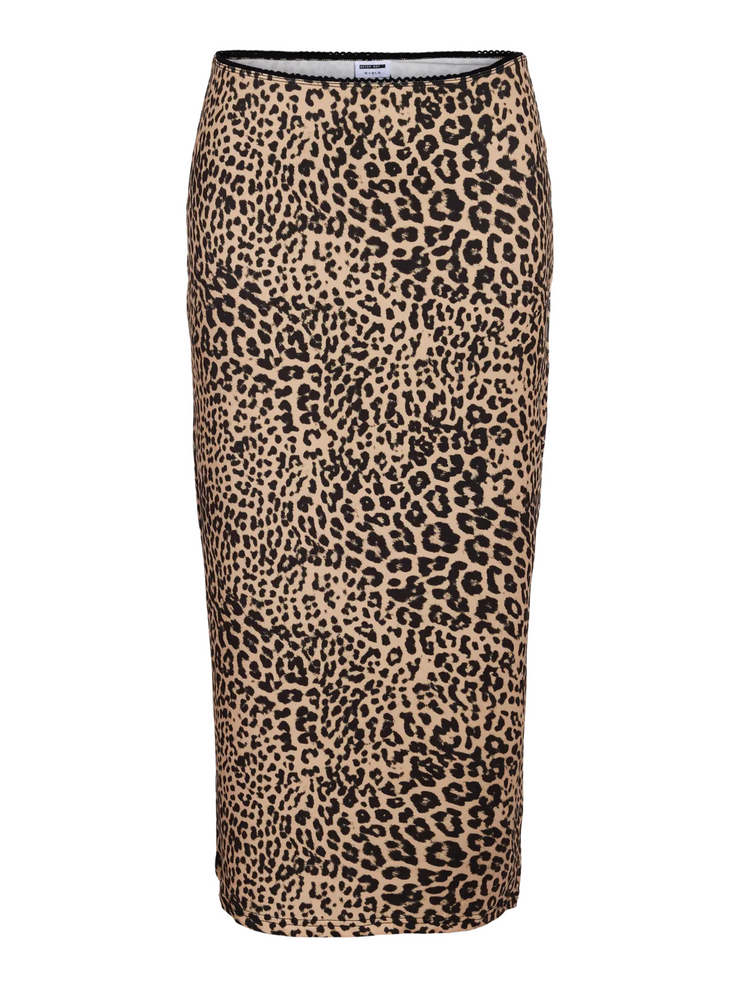 NOISY MAY Avery Leopard Midi Skirt