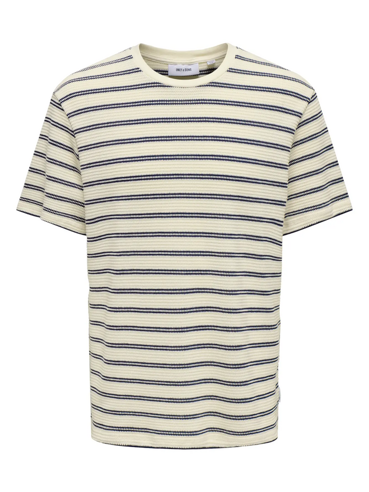ONLY + SONS Men's/Unisex Ian Textured Striped Tee