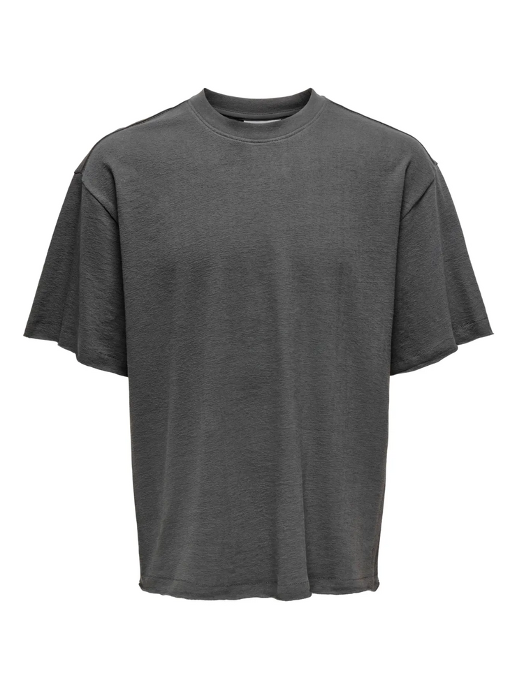 ONLY + SONS Men's Lenny Raw Edge Short Sleeve Tee