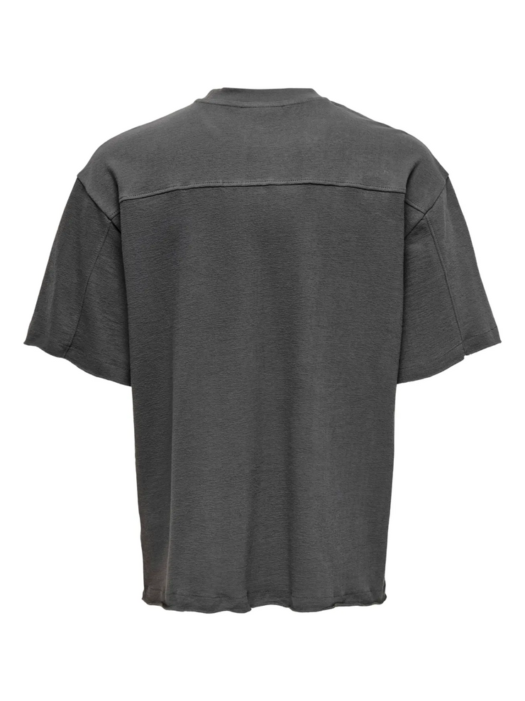 ONLY + SONS Men's Lenny Raw Edge Short Sleeve Tee