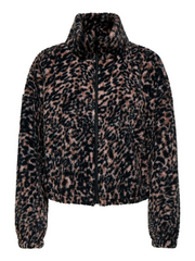 ONLY Lana Leopard Print Sherpa Jacket