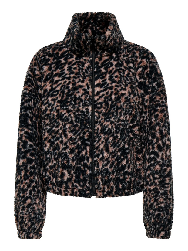 ONLY Lana Leopard Print Sherpa Jacket