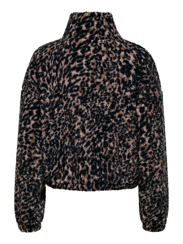 ONLY Lana Leopard Print Sherpa Jacket
