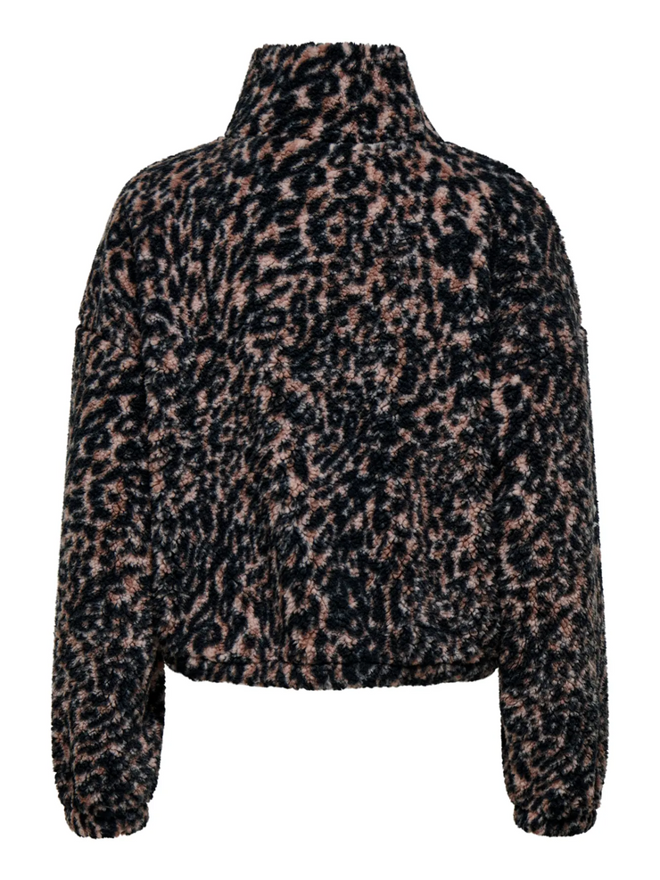 ONLY Lana Leopard Print Sherpa Jacket