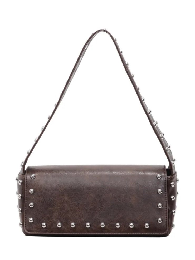 27 Faux Leather Studded Shoulder Bag