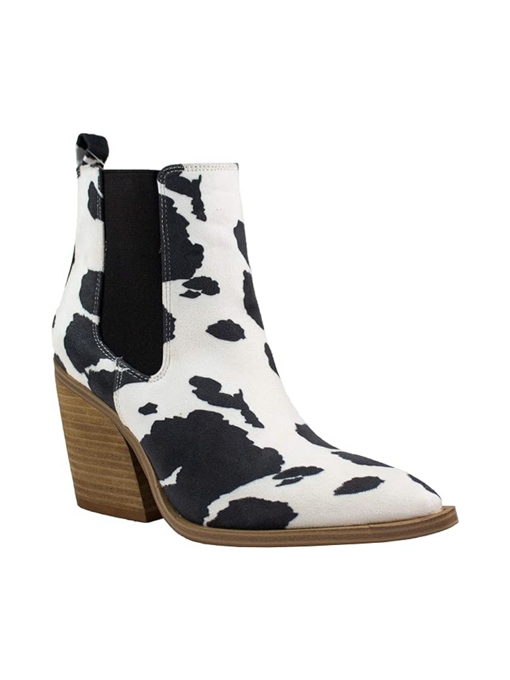 27 Tess Cow Print Bootie