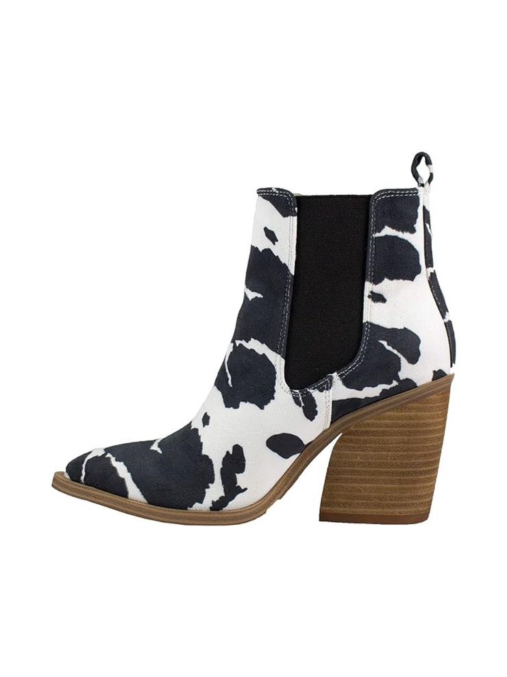 27 Tess Cow Print Bootie