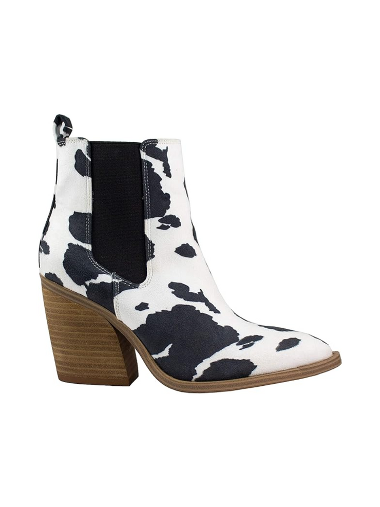 27 Tess Cow Print Bootie