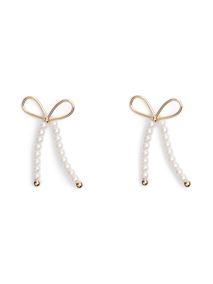 PIECES Pearl Bow Earrings