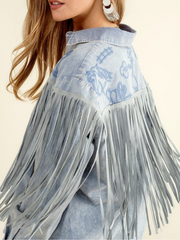 27 Western Embroidered Fringe Button Up Shirt