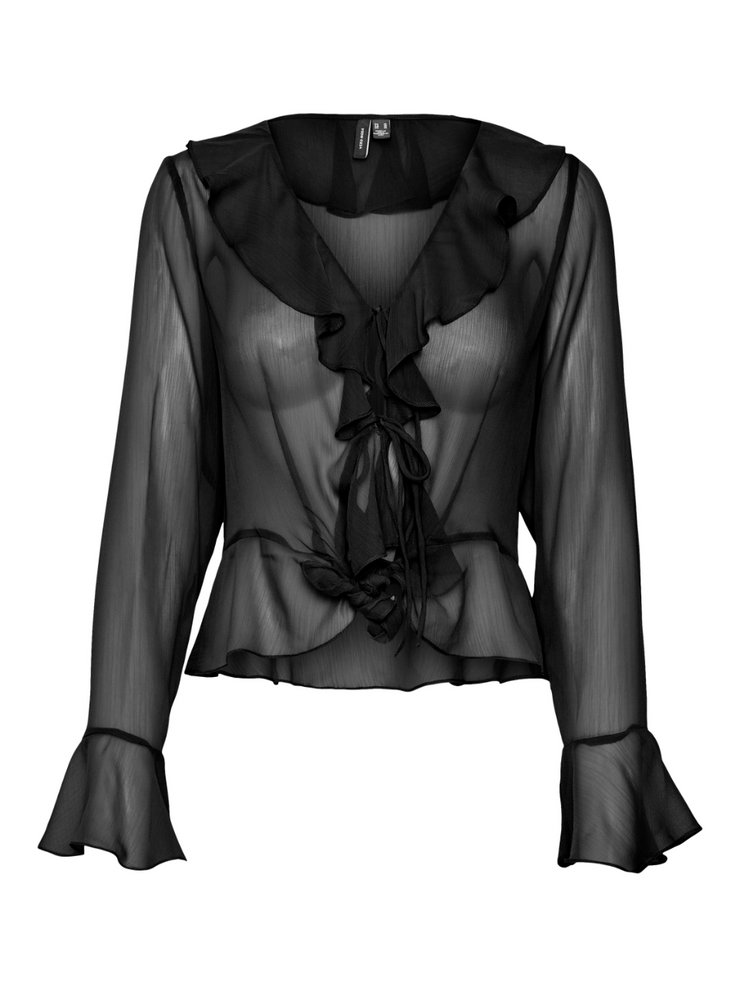 VERO MODA Spencer Long Sleeve Sheer Frill Blouse