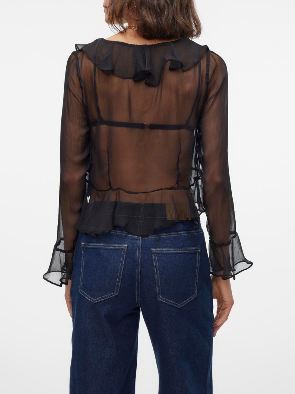 VERO MODA Spencer Long Sleeve Sheer Frill Blouse – 27 Boutique