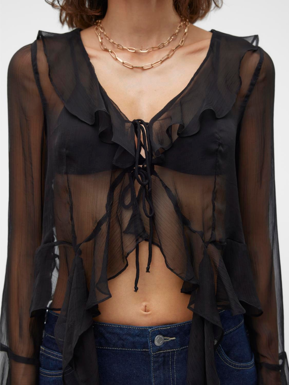 VERO MODA Spencer Long Sleeve Sheer Frill Blouse – 27 Boutique VERO MODA Spencer Long Sleeve Sheer Frill Blouse – 27 Boutique