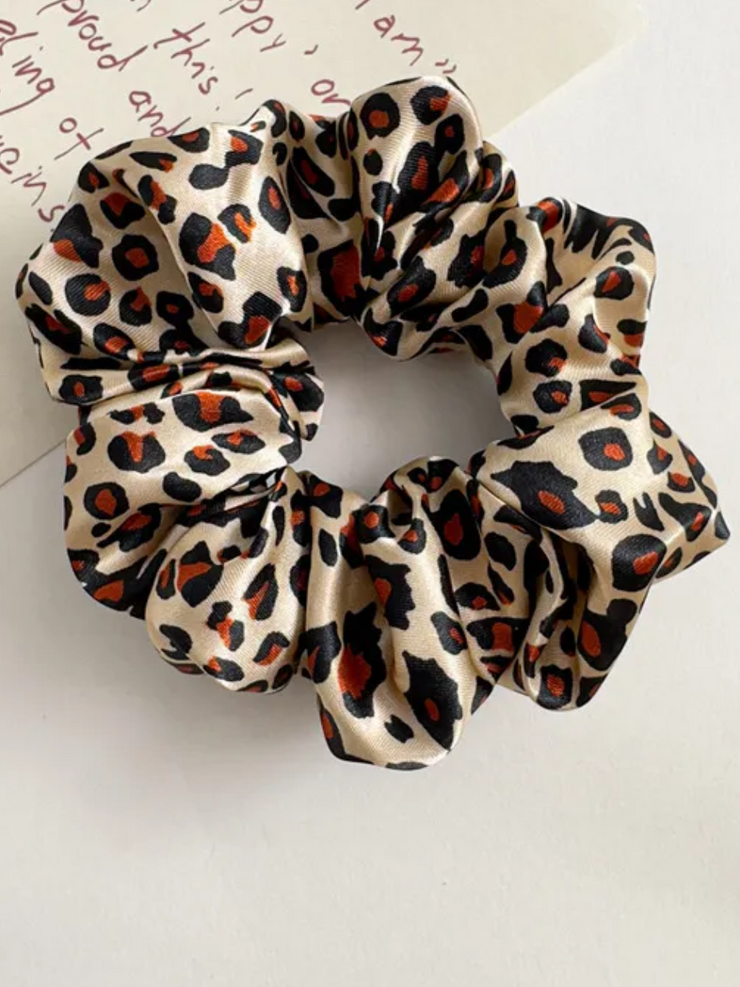 27 Satin Leopard Print Scrunchie 3 Piece Set