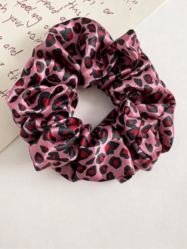 27 Satin Leopard Print Scrunchie 3 Piece Set