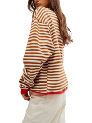 FREE PEOPLE Classic Striped Oversized Crewneck