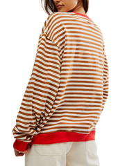 FREE PEOPLE Classic Striped Oversized Crewneck