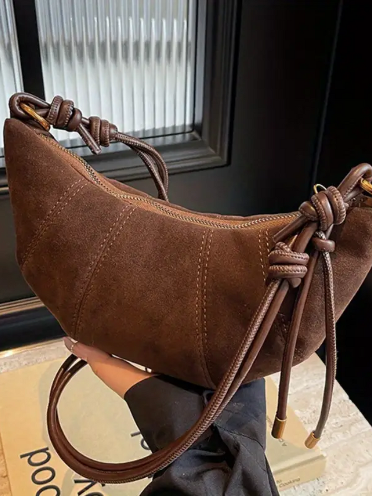 27 Faux Suede Crescent Crossbody Bag