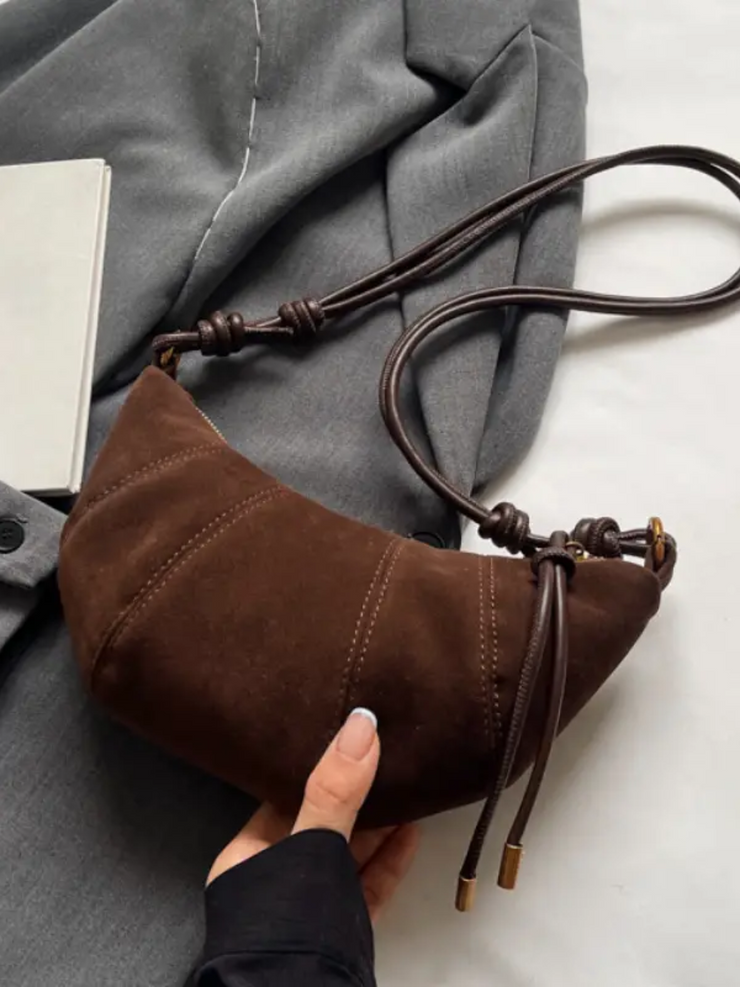 27 Faux Suede Crescent Crossbody Bag