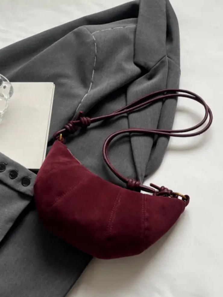 27 Faux Suede Crescent Crossbody Bag