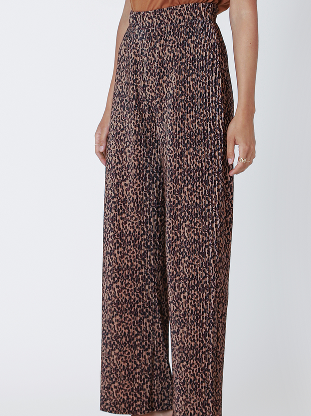 DEX Leopard Pleated Wide Leg Pant