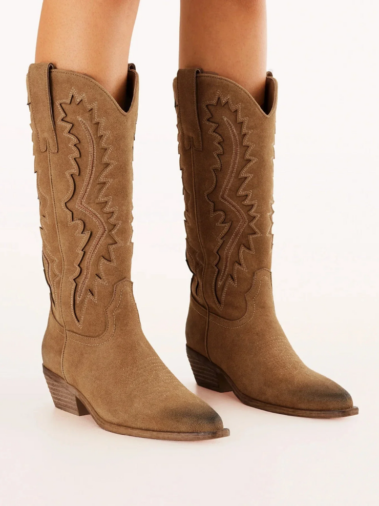 BILLINI Olea Distressed Suede Western Cowboy Boot