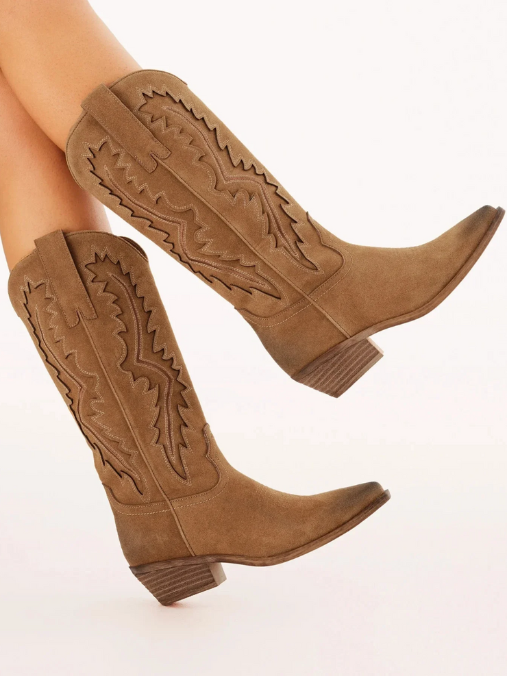 BILLINI Olea Distressed Suede Western Cowboy Boot