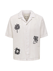 ONLY Aiden Unisex Embroidered Linen Shirt
