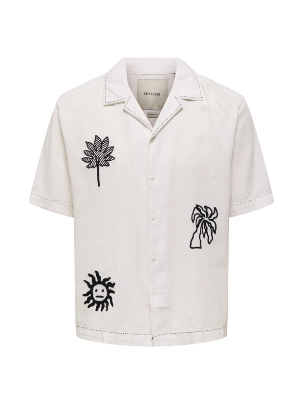 ONLY Aiden Unisex Embroidered Linen Shirt