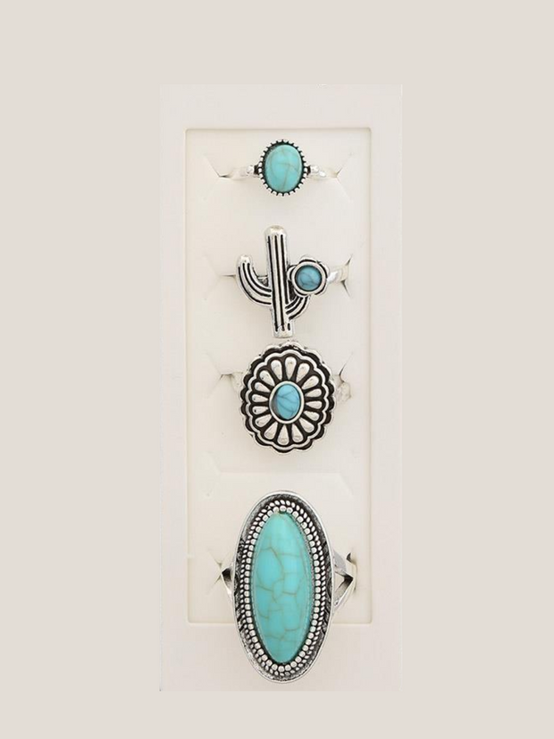 27 Western Concho 4 Piece Ring Set