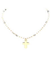 27 Cross Charm Beaded Necklace