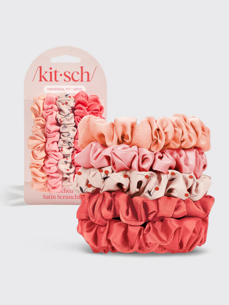 KITSCH Ruched Satin Scrunchie 5pc Set