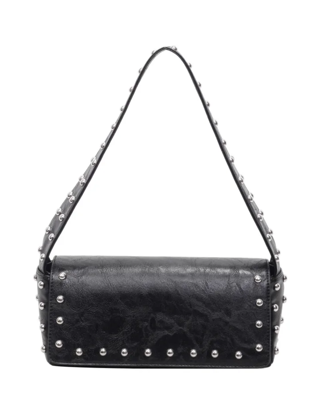 27 Faux Leather Studded Shoulder Bag