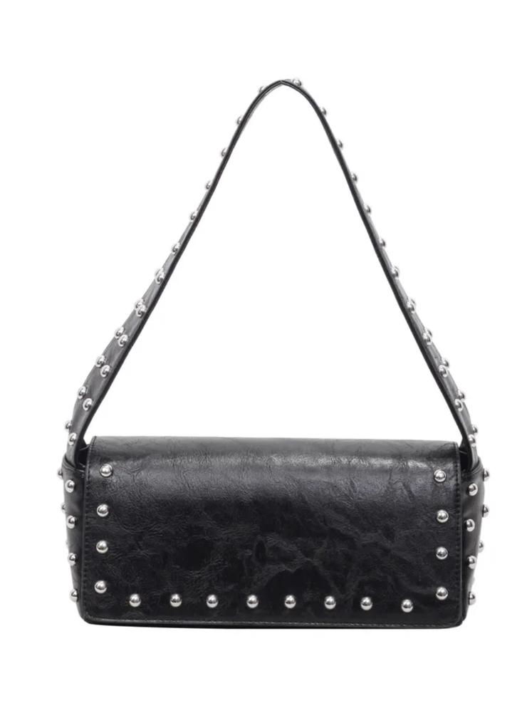 27 Faux Leather Studded Shoulder Bag