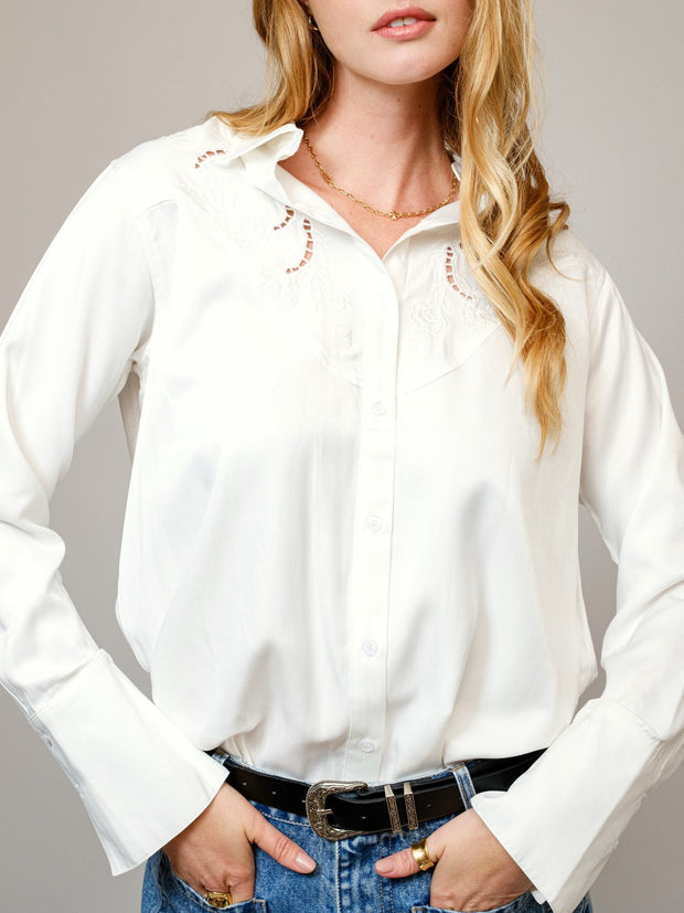 27 Western Embroidered Yoke Button Up Blouse