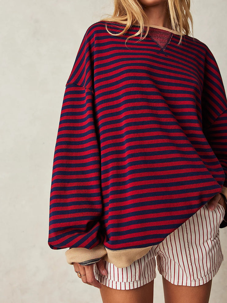 FREE PEOPLE Classic Striped Oversized Crewneck