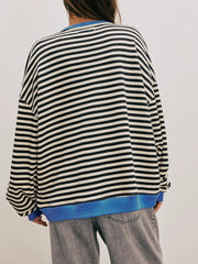 FREE PEOPLE Classic Striped Oversized Crewneck
