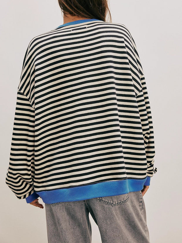 FREE PEOPLE Classic Striped Oversized Crewneck