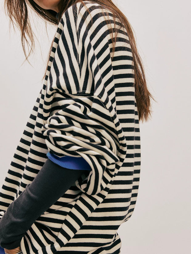 FREE PEOPLE Classic Striped Oversized Crewneck