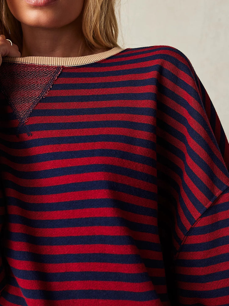 FREE PEOPLE Classic Striped Oversized Crewneck