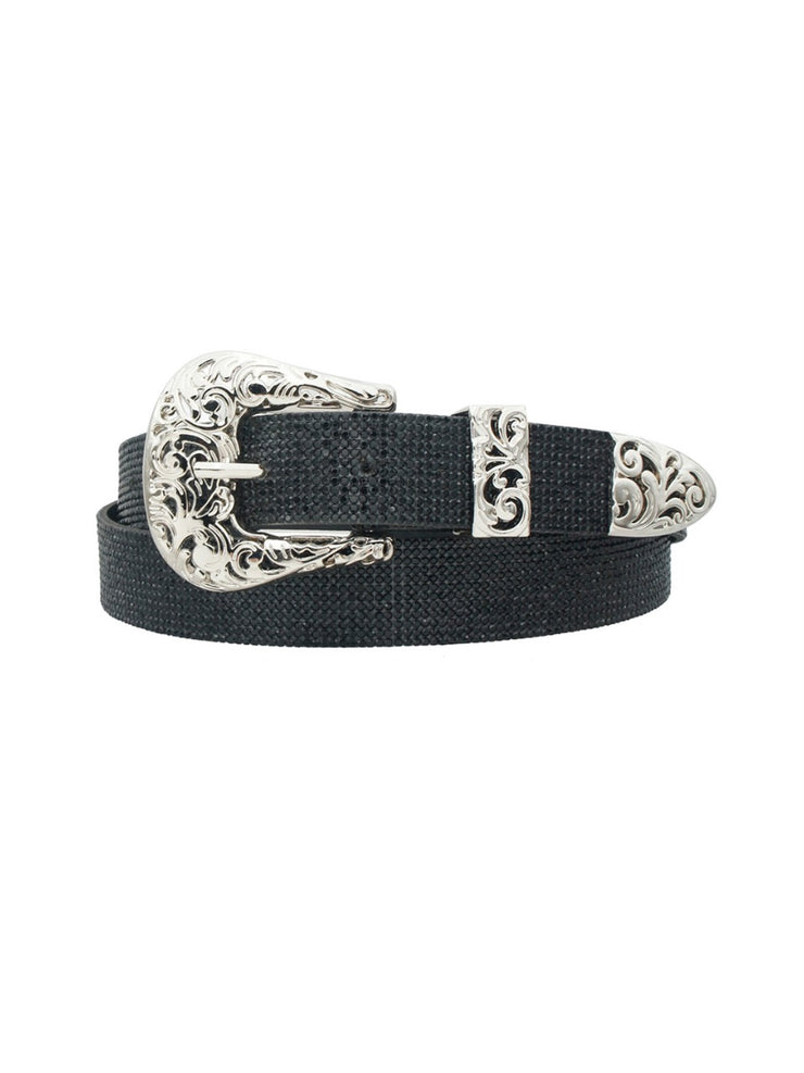 27 Western Embossed Buckle Rhinestone Belt