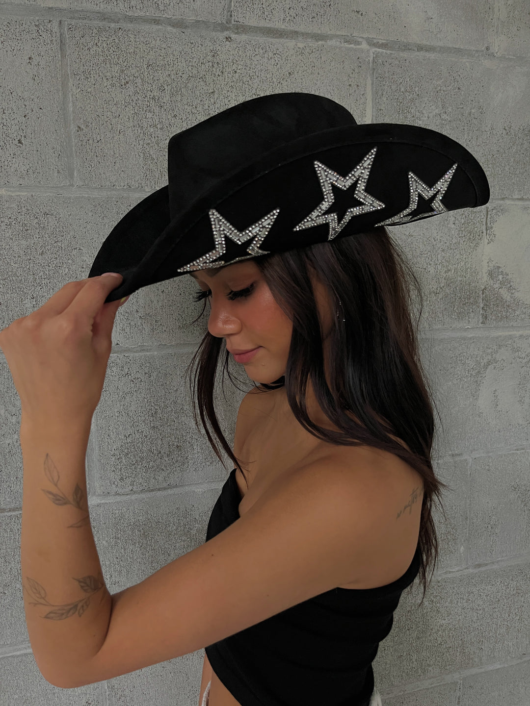 Studded Star Vegan Suede Fedora Hat Vegan Suede Star Cutout Hat Blank, Blank Hat for Burning  main image 4