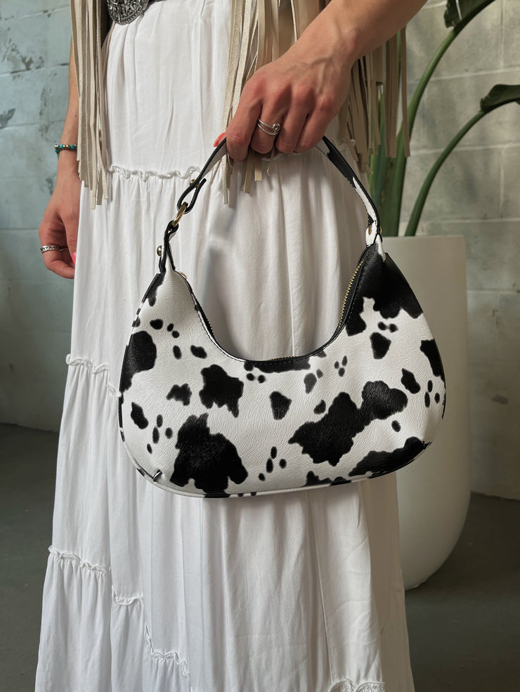 27 Lainey Cow Print Shoulder Bag