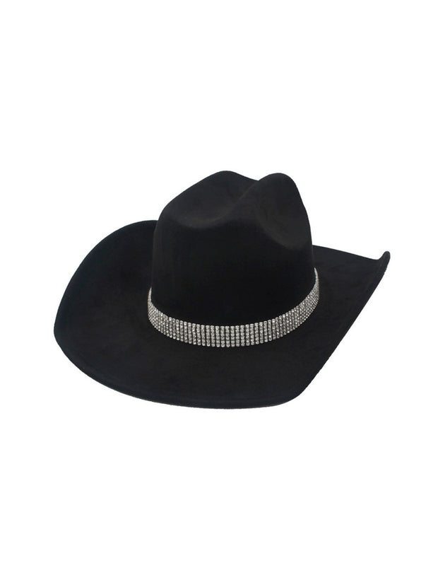 27 Rhinestone Banded Suede Cowboy Hat