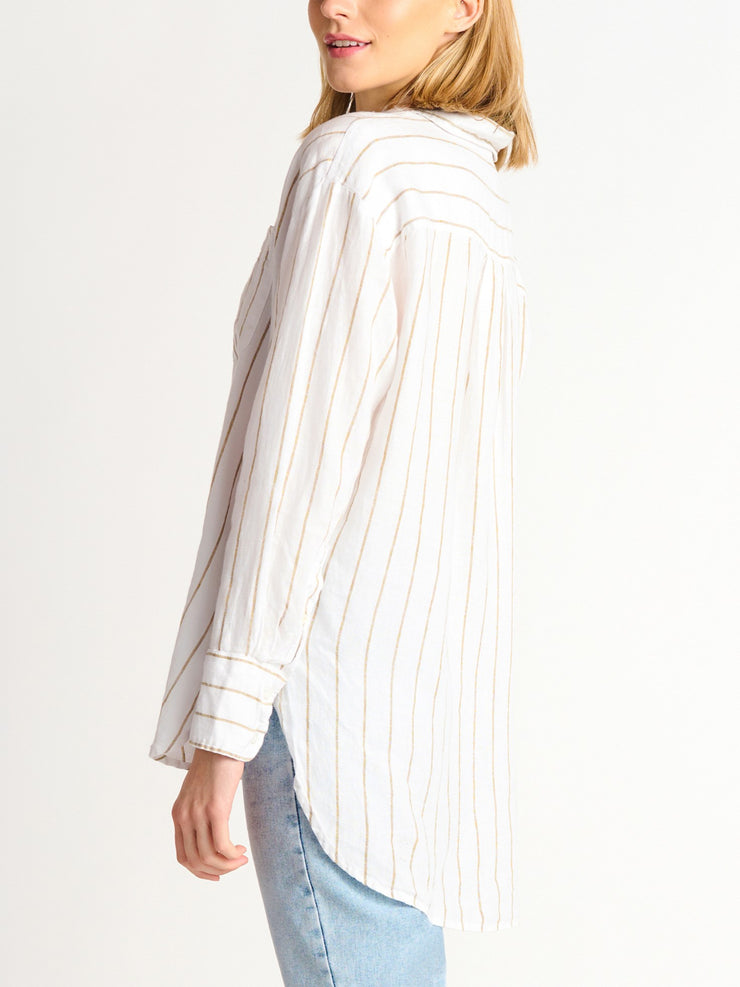 DEX Button Front Oversized Linen Shirt