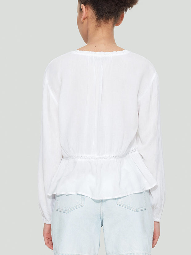 DEX Elle Lace Insert Tied Blouse