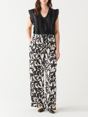 BLACK TAPE Printed Satin Button Up and Wide Leg Pant Set