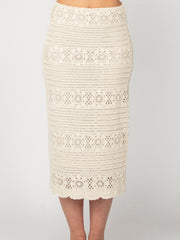 DEX Crochet Long Sleeve Top and Midi Skirt Set